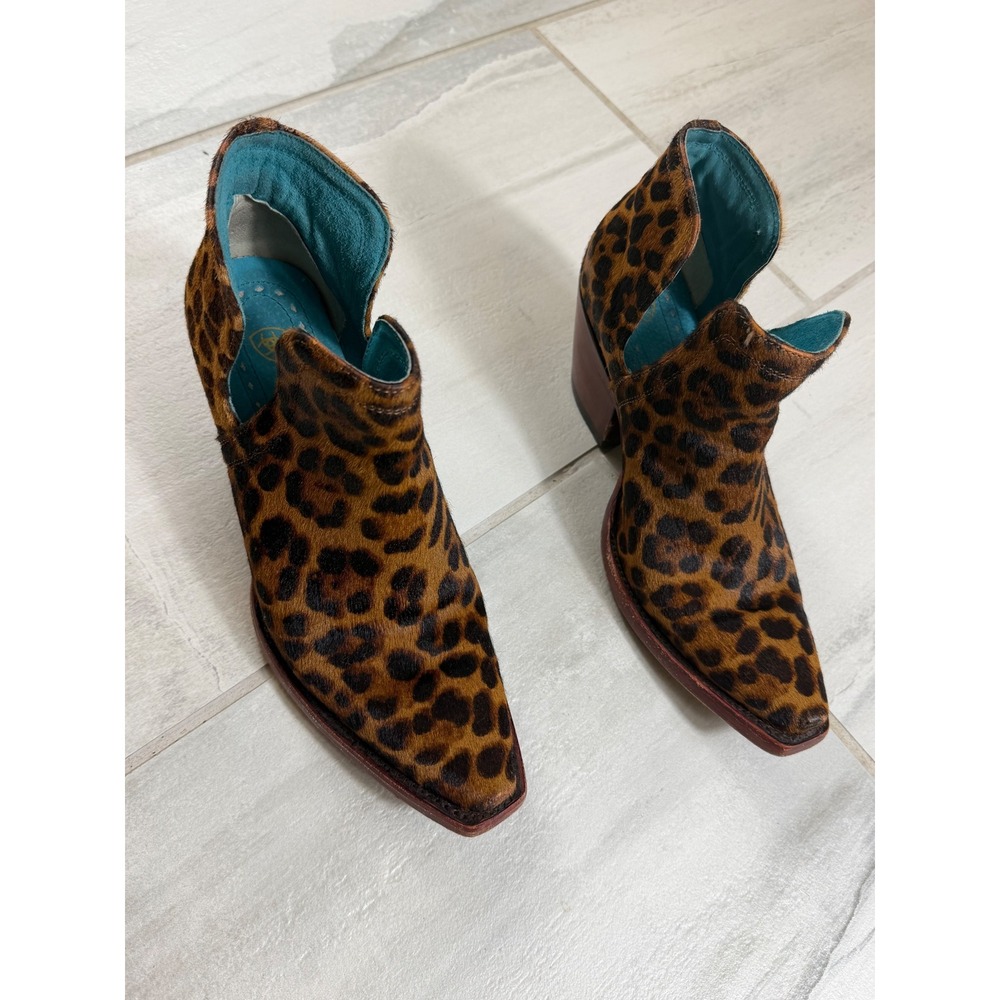 Ariat Darlin Leopard Print Hair-On-Hide Ankle Boots Turquoise Lining 10033883